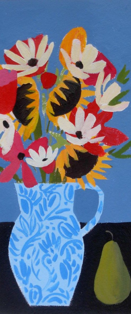 Mixed Flowers and Pears II by Jan Rippingham