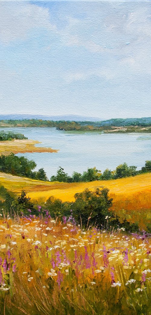 Summer landscape. Oil painting. Original Art. 12 x 14 by Tetiana Vysochynska