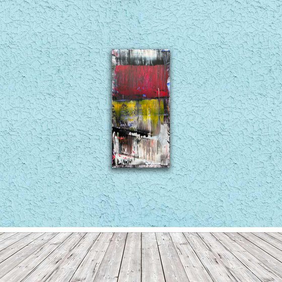 "Burn Out With Me" - Original PMS Abstract Acrylic Painting On Reclaimed Wood Panel - 11.5" x 24"