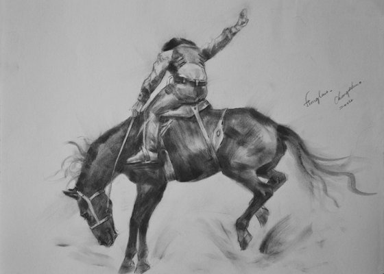 Drawing charcoal cowboy #16-4-13-09