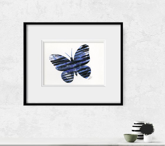 A Butterfly Story - 5 - Abstract Minimal Butterfly Painting Collage by Kathy Morton Stanion