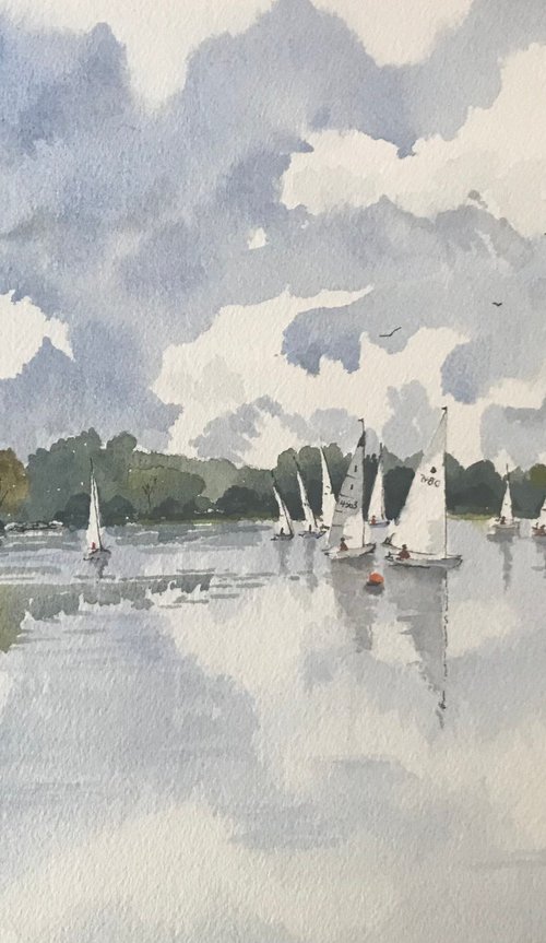 Sailing At Earswood Lake by Brian Tucker