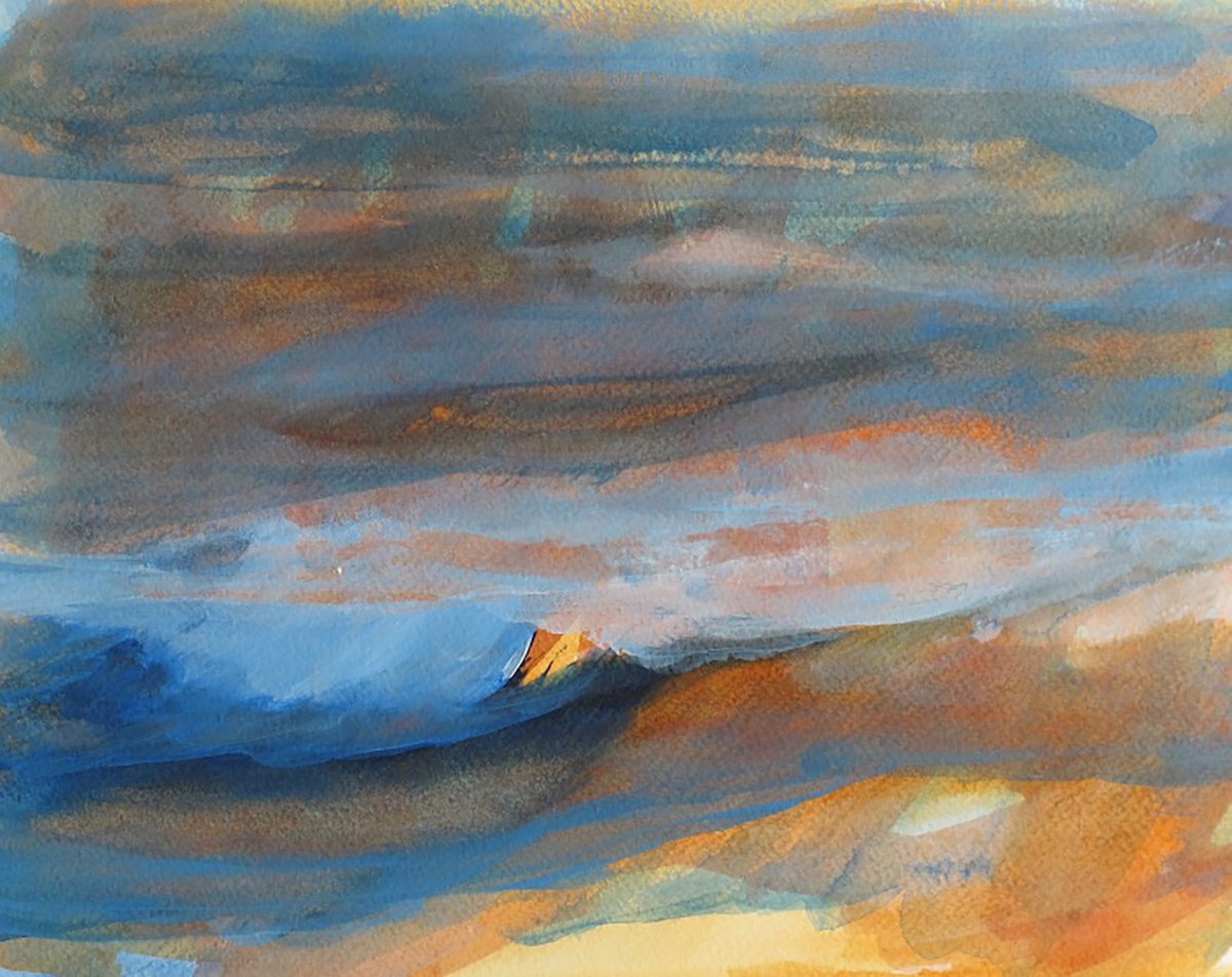 Impressionistic Landscape Acrylic Painting By Fabienne Monestier, 13 X 10, Iceland, Original Artwork