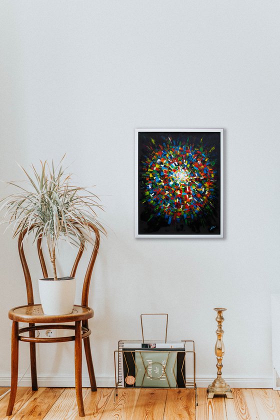 Framed Abstract oil painting THE SPECTRUM