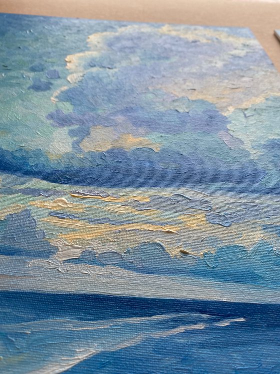 Clouds over the Bay in Miami Blue small Gift Christmas Beach Art