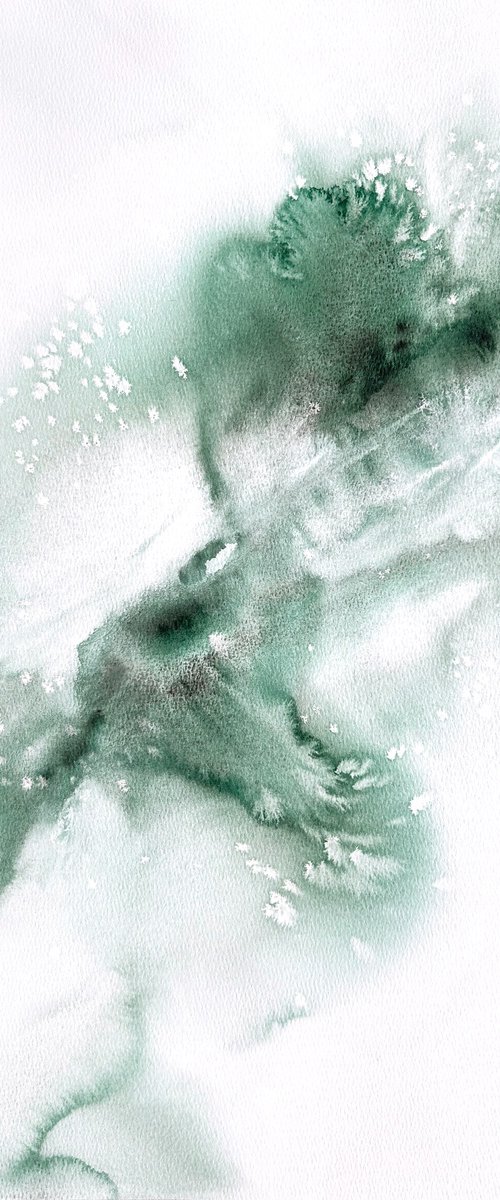 Abstract waves in green colors by Olga Grigo