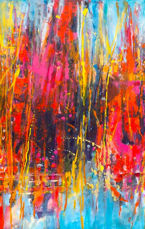 Abstract Riot of Reds by Patricia Clements