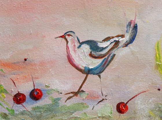 Bluebird with Cherries