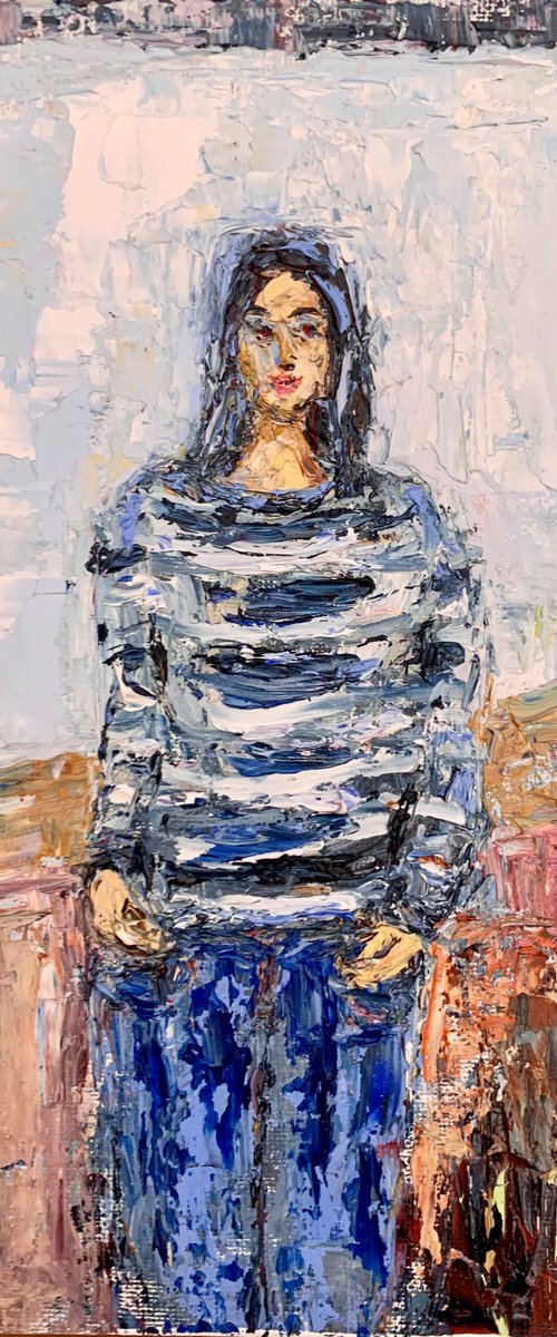 Girl in a striped shirt by Vilma Gataveckienė