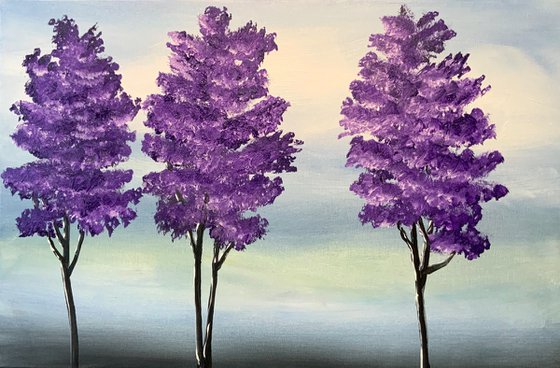 3 purple trees