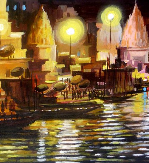 Varanasi Ghat at Night by Samiran Sarkar