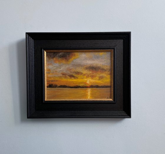 Sunset Over The Sea framed ready to hang.