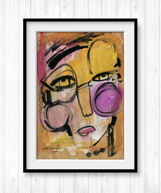 Funky Face 12-912 - Mixed Media Collage Painting by Kathy Morton Stanion
