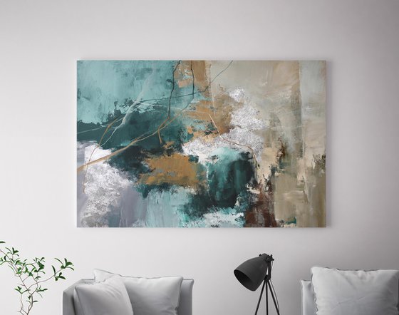 "Forest Hill 2" Abstract emerald acrylic art