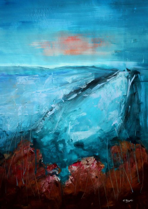 Blue Vertigo - Large original abstract seascape by Cecilia Frigati