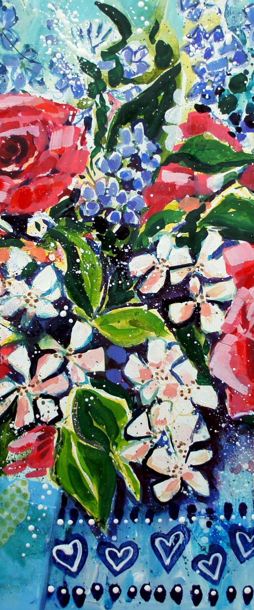 Heart Jug with Roses by Julia  Rigby