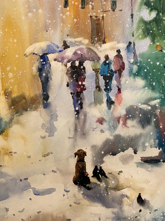 Sold Watercolor “Waiting for Christmas… ” perfect gift