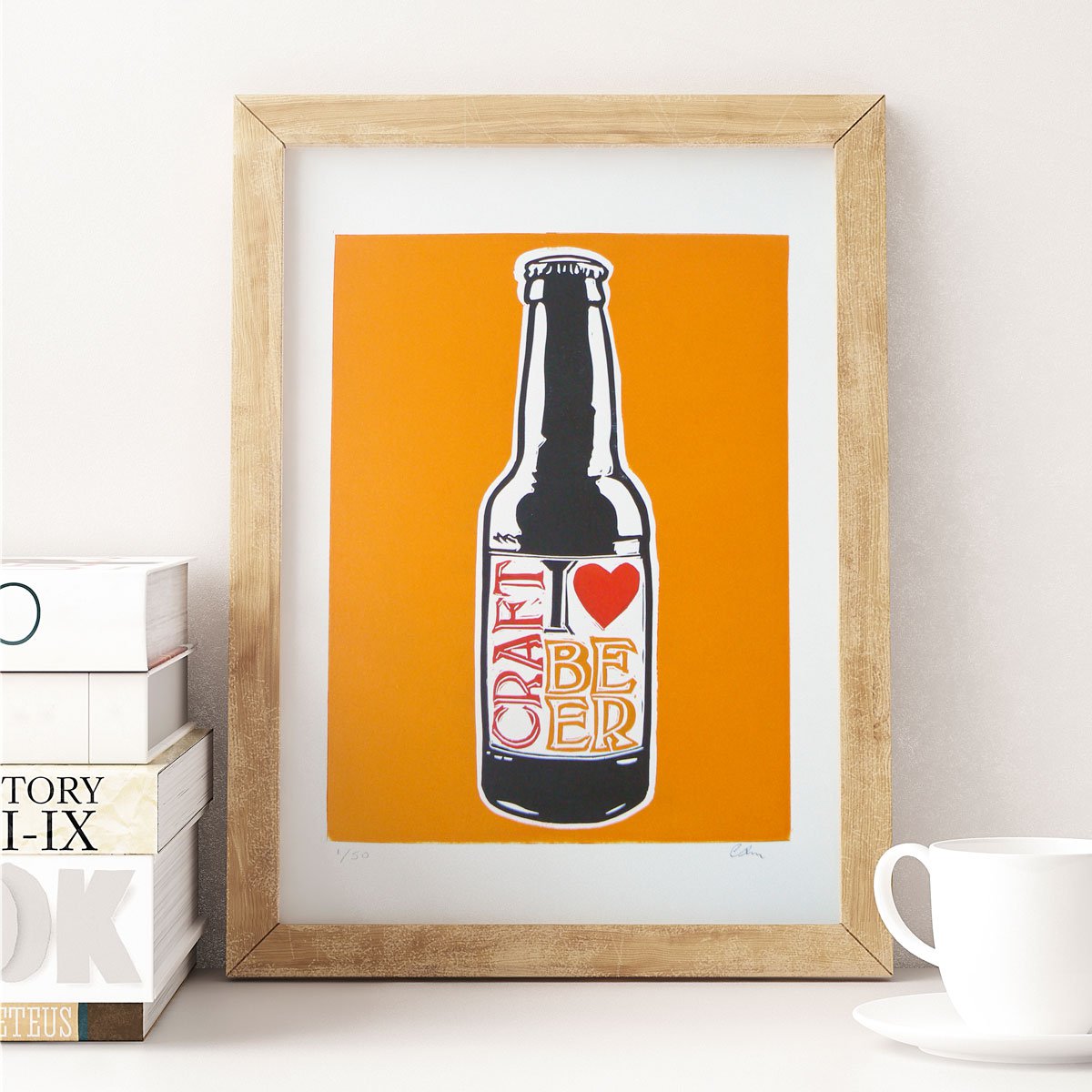 I love craft beer - artisan brewery handmade print by Carolynne Coulson