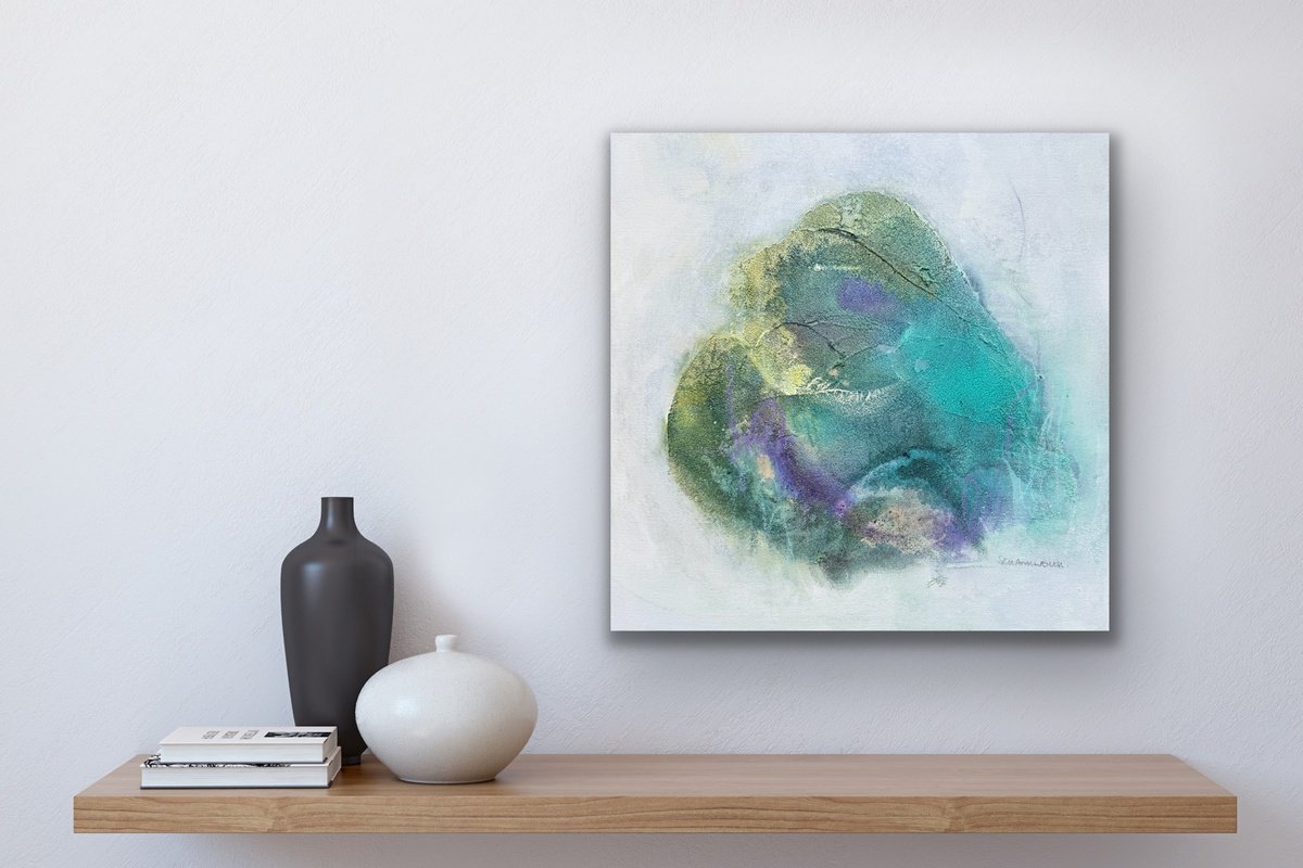 Abstract Landscape Acrylic Painting By Kirsten Schankweiler, 16 X 16", A Moment Of Calm Ii, Original Artwork