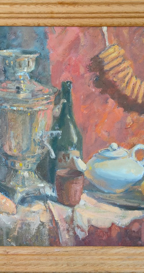 Still life with a samovar by Viktor Mishurovskiy