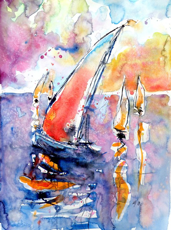 Sailboats at sea