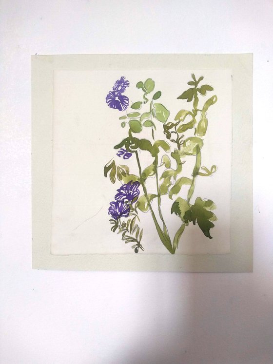 Purple floral sketch