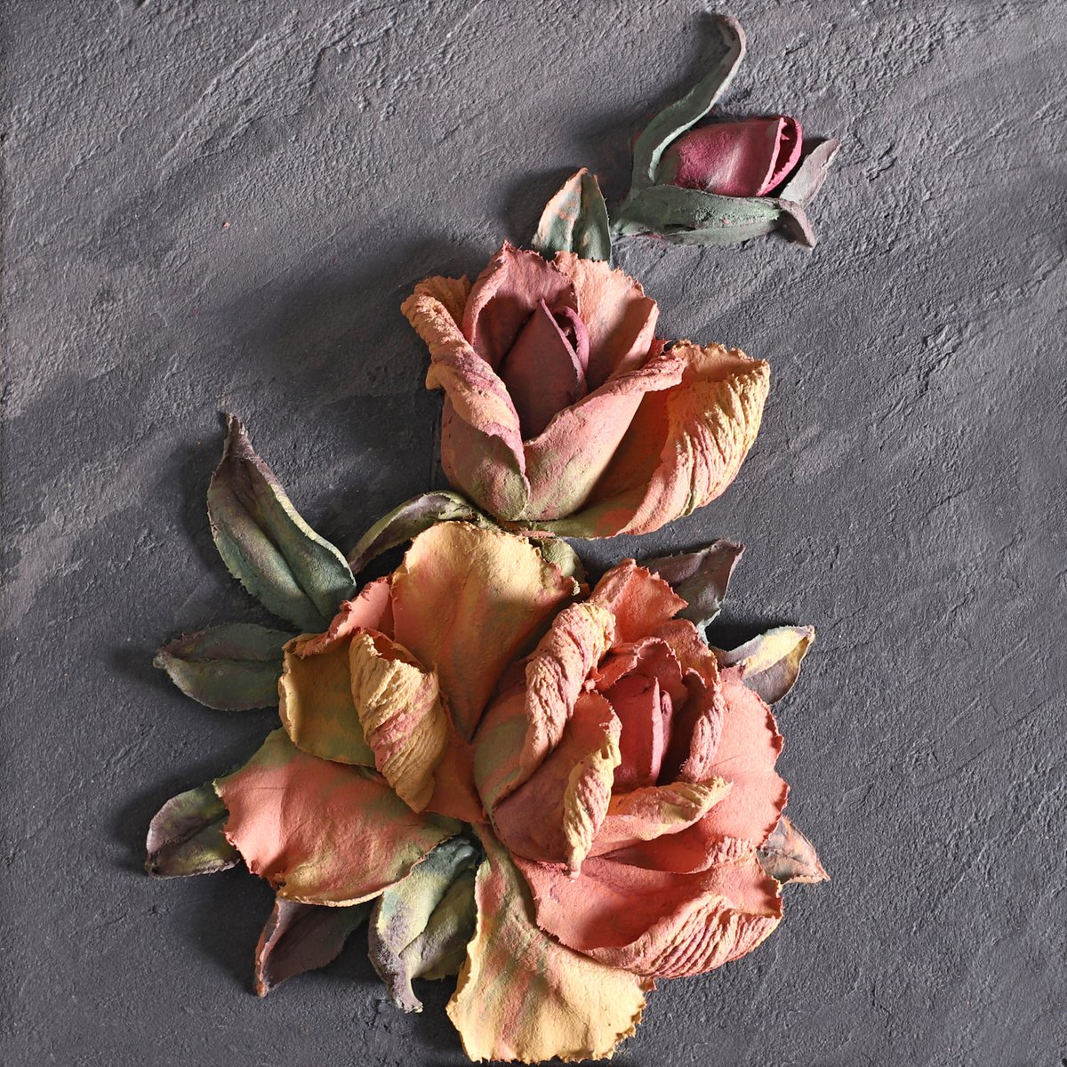 ROSES DARK - Sculpture * Plaster palette knife by Evgenia Ermilova