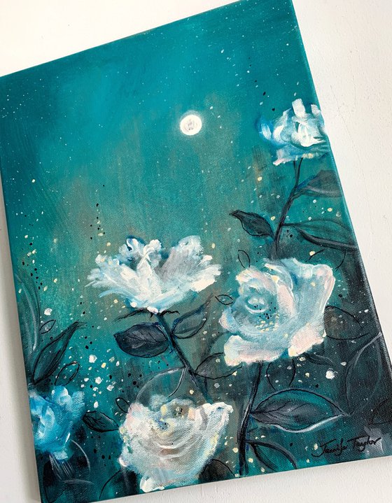 Moon Roses In Teal