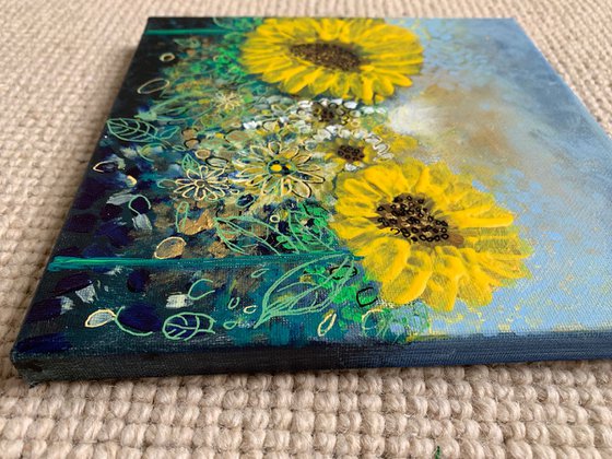 Sunflowers, Flower Paintings, Floral Artwork For Sale, Original Acrylic Painting, Home Decor, Wall Art Decor, Gift Ideas