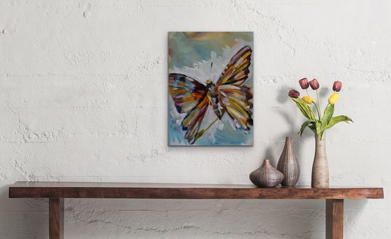 Butterfly Study on Wood