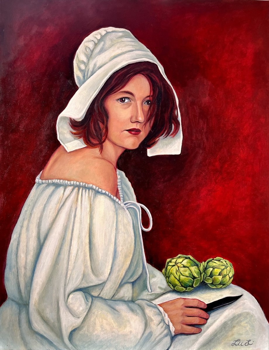 Photorealistic Portrait Oil Painting By Lu Sakhno, 19 X 24", Leda, Original Artwork