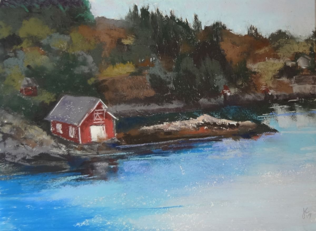 Boathouse on the Fjord by Joanne Carmody Meierhofer