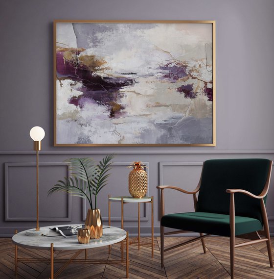 "Infinite 2" Purple gray abstract acrylic art