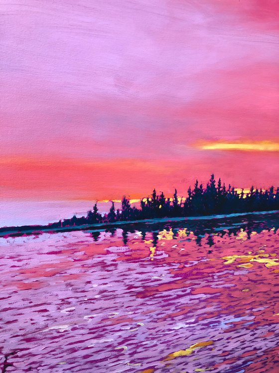Calm. Pink sunset