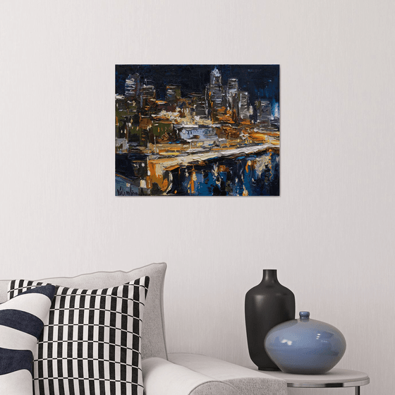 Night City  - Original urban landscape painting