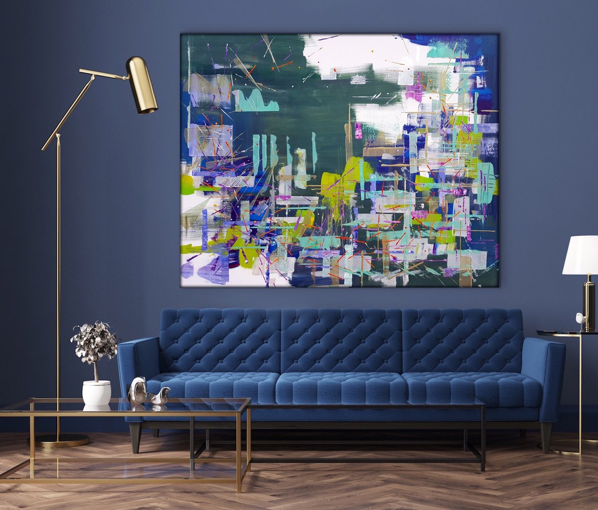 Expressive Abstract Painting By Heather W. Ernst, 60 X 48, Trixie Sour | Free Ship To U.s., Original Artwork