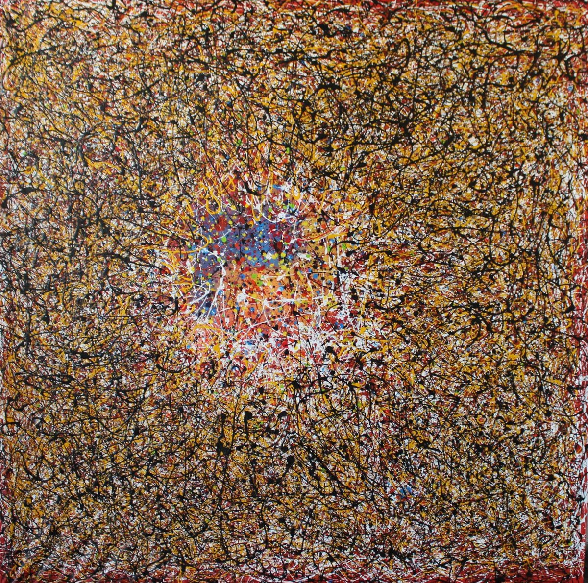 Abstract Painting By Juan Jose Garay, 79 X 79", Passion In Red, Original Artwork