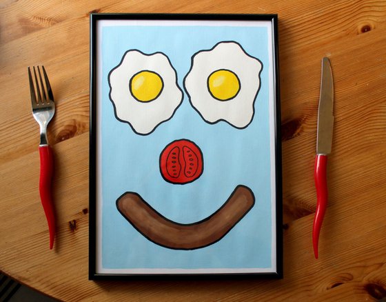 Breakfast Smile Pop Art Painting On Paper