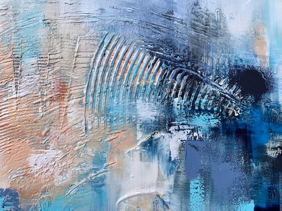 Mysterious Blue - XL LARGE,  TEXTURED ABSTRACT ART – EXPRESSIONS OF ENERGY AND LIGHT. READY TO HANG!