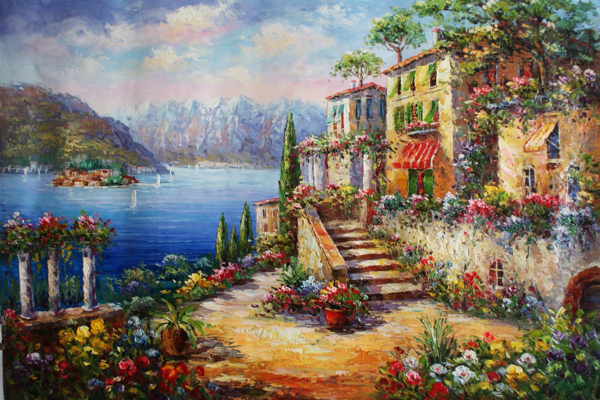 Where everything blooms!. Canvas/Oil. Size 60x90 cm by Thomas Wu