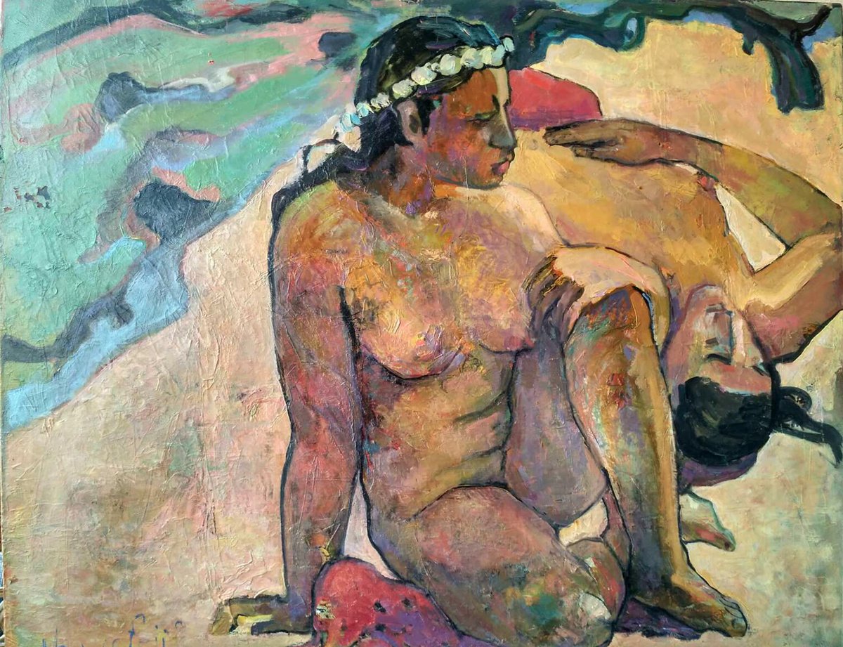 Free sopy of painting by Paul Gauguin (Are you jealous?)  1892  by VIKTOR VOLKOV