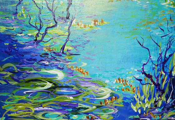 IT'S A NEW DAY. Modern Impressionism inspired by Claude Monet Water-lilies