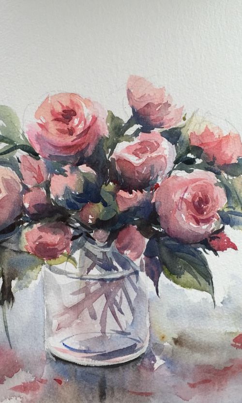 Vase of roses 8 by Jing Chen