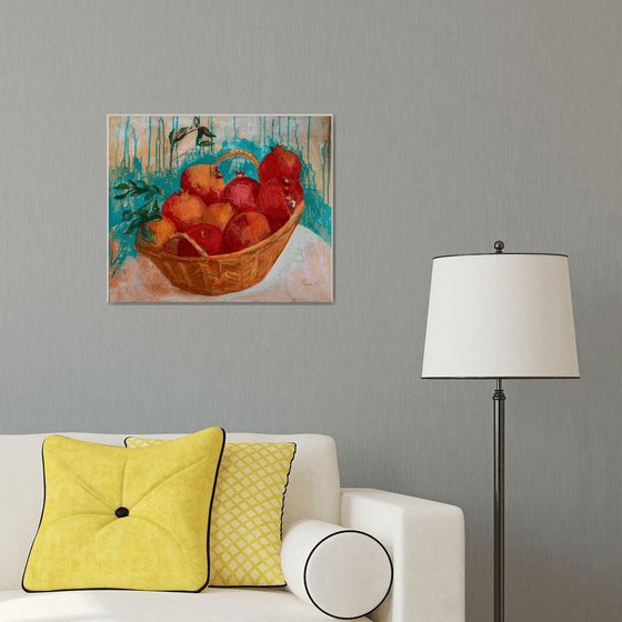 Pomegranate in basket