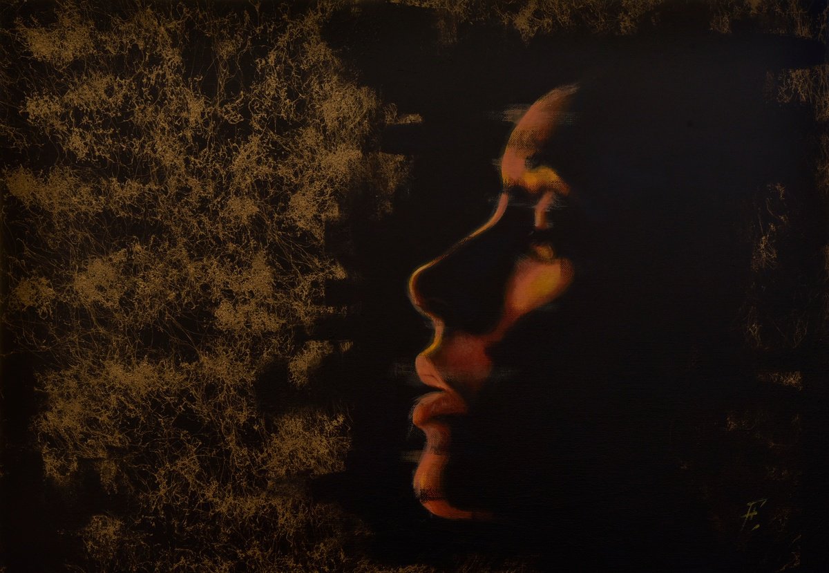 Impressionistic Portrait Acrylic Painting By Nikola Gulev, 28 X 20", "Melting", Original Artwork