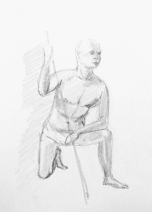Hunter. Sketch. Original pencil drawing by Yury Klyan
