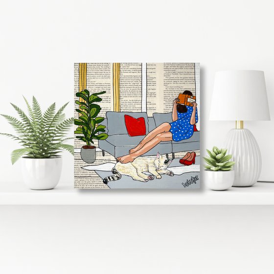 Cat Capers Light Reading 30cm x 30cm