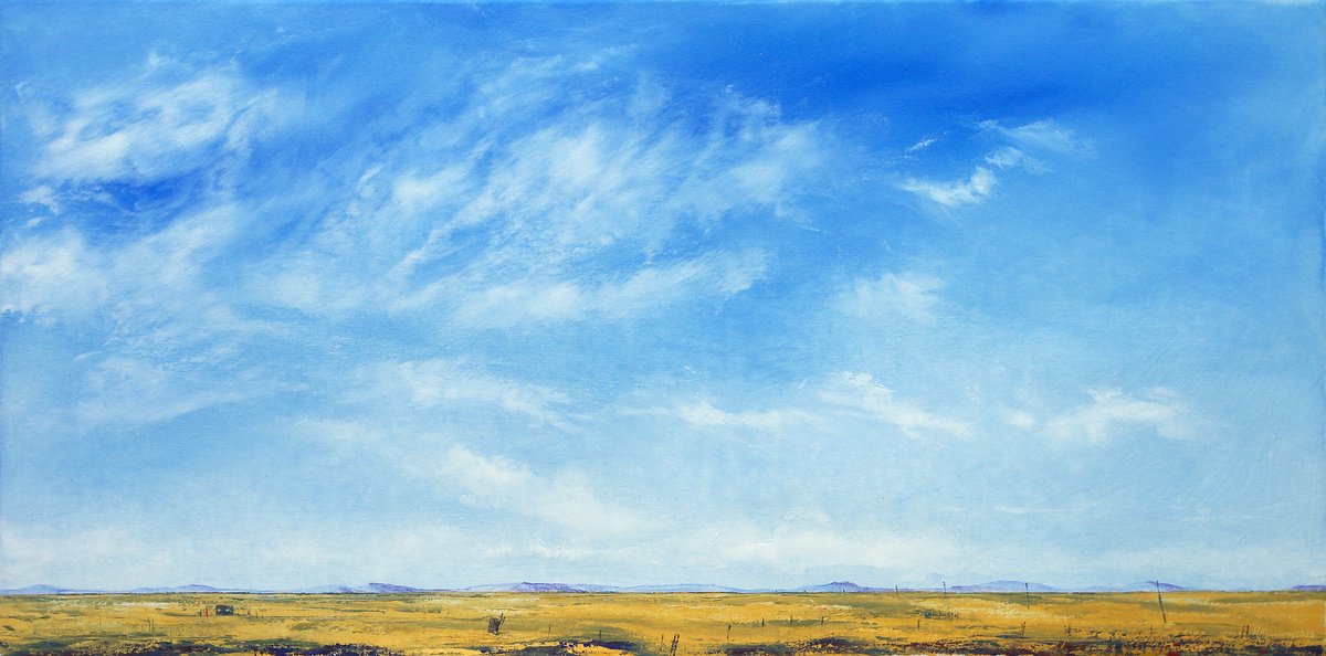 Abstract Oil Painting By Richard Manning, 40 X 20", Landscape-44, Original Artwork