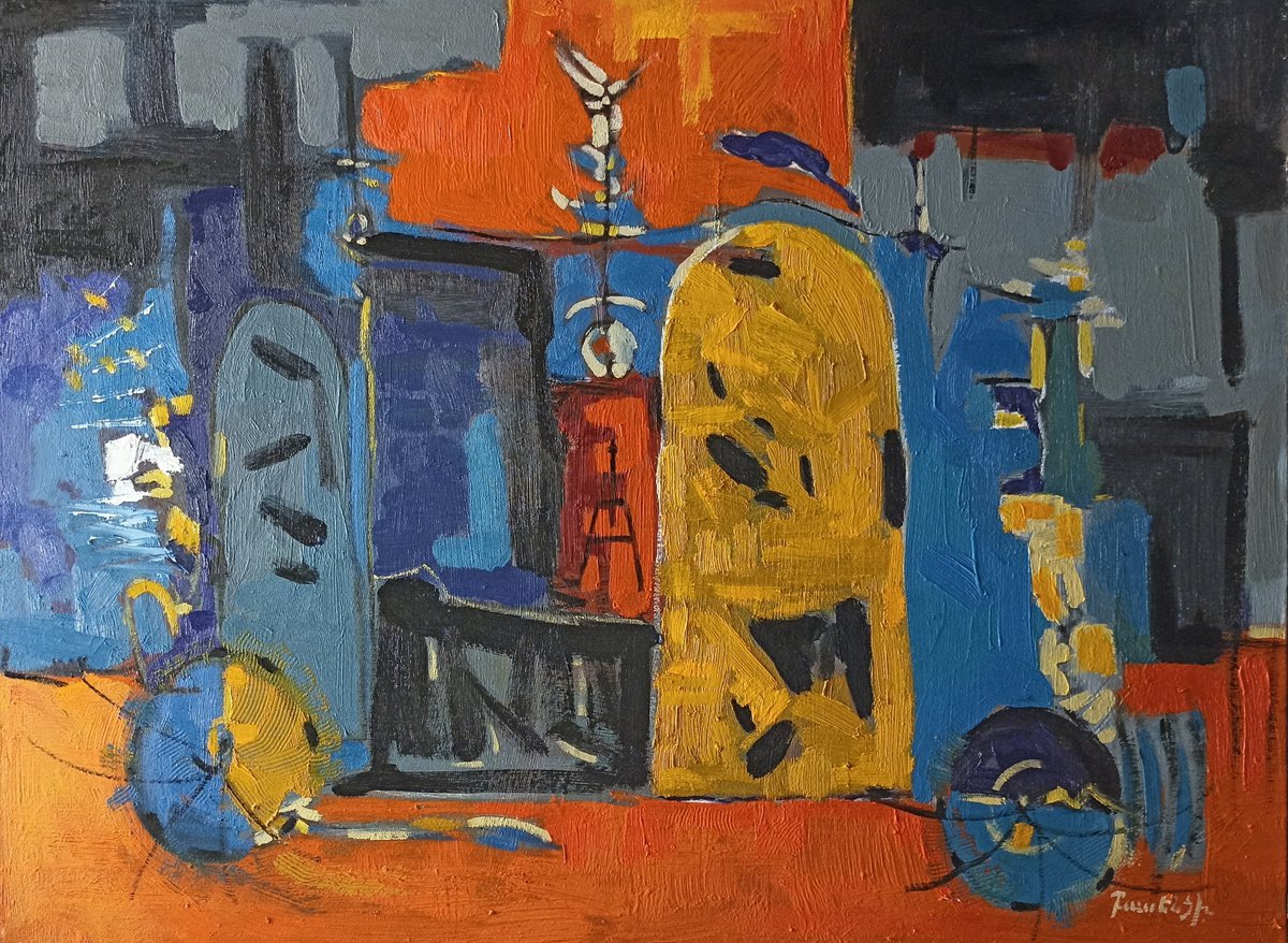 Abstract Oil Painting By Artyom Basenci, 31 X 24, Art Studio (60X80Cm, Oil Painting, Ready To Hang), Original Artwork