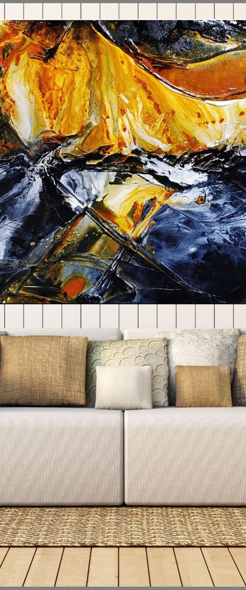 Sienna Sunrise 160cm x 100cm Black Sienna Abstract Art by Franko